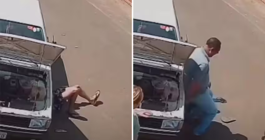 修車一半支架滑落　男子遭重壓慘了