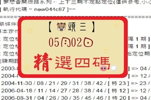 【豬頭三】「六合彩」05月02日 [分享P55第 17050 期]濛濛豬參考之精選四碼