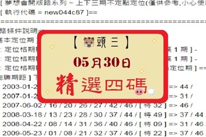 【豬頭三】「六合彩」05月30日 [分享P72第 17062 期]濛濛豬參考之精選四碼