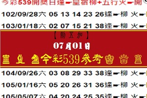 【刺五加】2017「今彩539」07月01日♚ ♛ ♜ ♝ ♞今彩539參考♔ ♕ ♖ ♗ ♘ ♙