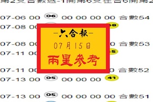 2017/07/15六合彩兩星獨報、六合報專區、伍告水啦~