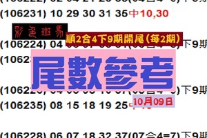今彩539ˇ10/09/2017彩色斑馬順2合4下9期開尾ˇ試試看!