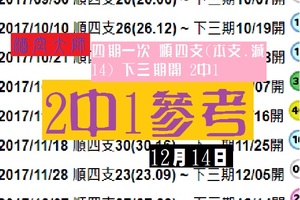  六合彩歲末公益 13酒空大師分享【12月14日2中1參考】四期一次