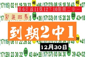 港彩到期2中1參考~12-30彩色斑馬分享版!!