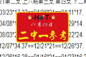 2018HOT六合彩心水版01月23日二中一參考期待開出~