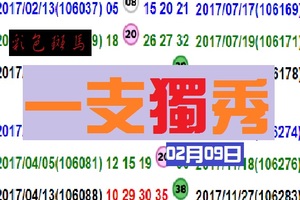 今彩539彩色斑馬一枝花~02月09日獨秀參考一支發~