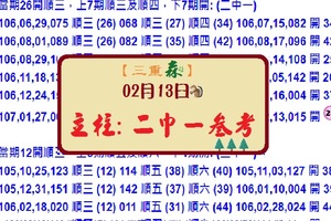 六合彩之森立柱:(二)二中一參考三重森心水版路2/13(015)