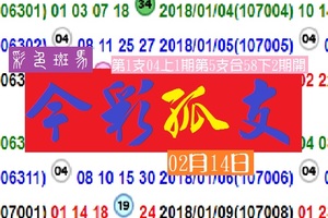 彩色斑馬今彩孤支~除夕春節~02月14日大吉大利發大財分享版!!