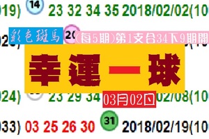 今彩539(2018)03月02日彩色斑馬天官賜福慶元宵!!幸運一球~