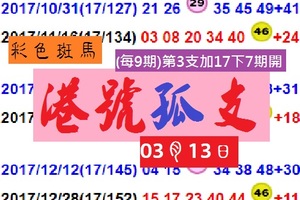 03月13日六合彩港號孤支彩色斑馬分享版一級棒內!!