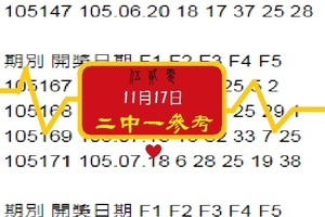 2017心動報報今彩539伍二零11-17心動出擊2中1分享報