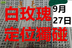 9月26日 六合 六合彩 白玫瑰 兩支定位獨碰 版路