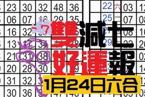 1月24日 六合彩 雙減七獨支專車 好運報~