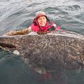 男子出海釣魚，盡了全身力氣也拉不上來，當他跳下海之後，都快驚呆了...居然捕獲100公斤巨型比目魚! 