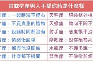 當12星座男人不愛你時是什麼樣 