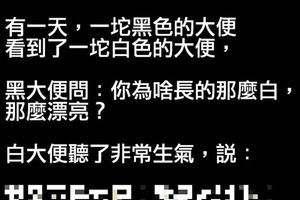 有一天，一坨大便問另一坨大便說你為什麼那麼漂亮…