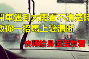 開車遇到大雨看不清楚時，教你一招馬上變清晰！超級實用的生活知識，快轉給身邊朋友看！ 