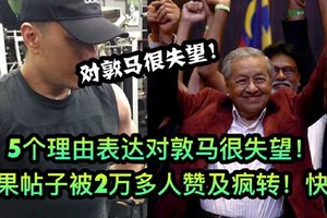 【网民：举出5个例子表达对敦马很失望】结果帖子被2万多人赞及疯转了 句句属实 ！你觉得呢？？