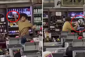 男子結帳聽1句失控 狂砸店內酒瓶 男子結帳聽1句失控 狂砸店內酒瓶