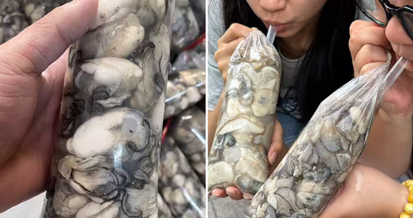 拿粗吸管！情侶狂喝「神秘袋裝飲料」？路人圍觀愣：太大膽
