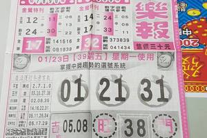 1/24  539娛樂報-今彩539參考