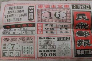 2/12  民眾郵報-六合彩參考