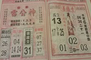 2/12  雷公神+善隱寺-六合彩參考