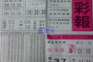 2/20 黑鷹彩報  六合參考