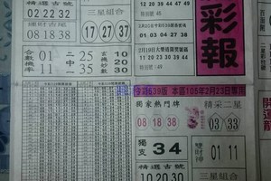 2/23 黑鷹彩報  六合參考