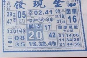 2/25 發現金  六合參考