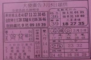 3/5 大發廣告   六合參考