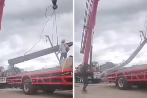 吊車突斷繩 2噸重鋼板墜落砸人 吊車突斷繩 2噸重鋼板墜落砸人