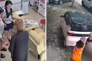 男子叼菸穿僧袍　闖店要錢還襲胸