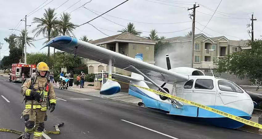 飛機突故障失控　遭迫降市區街頭