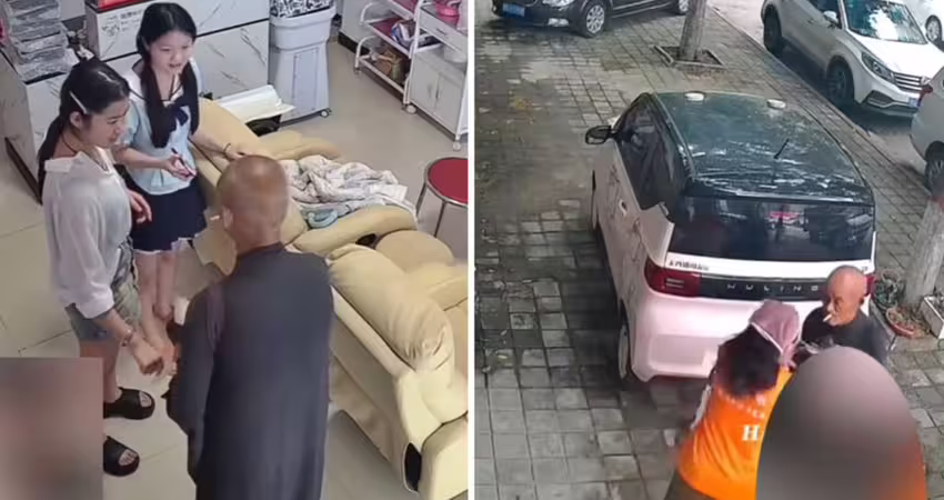 男子叼菸穿僧袍　闖店要錢還襲胸