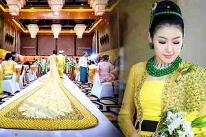 缅甸著名珠宝富商嫁女兒，新娘全身上下「佩戴飾品比黃金還昂貴」，當「伴娘出場」大家都震驚了！