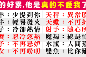 十二星座「真的不愛你了」的表現，不要再猜了早點放手吧！