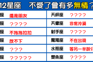 「不愛你的時候，你什麼都不是」！12星座 不愛了會有多「無情」！