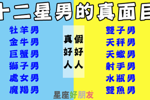 人心隔肚皮，十二星座男是表面上看起來的這麼好嗎！