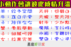 這些行為秒增加你與十二星座另一半的親密度，重返熱戀不是問題！