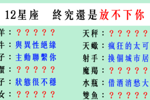 「放不下你的人是我」！12星座「放不下」對你的感情，會做什麼！