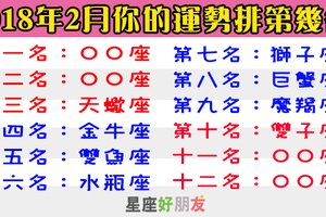 「2018年2月十二星座運勢排行榜」哪個星座運勢這麼強！