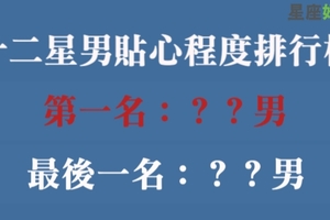 十二星男貼心程度排行榜，最後幾名有女友是上輩子做了好事！