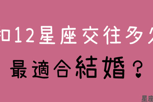 「親愛的，差不多是時候了！」與12星座交往「多久」才適合結婚！