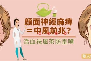 顏面神經麻痺＝中風前兆？活血祛風茶防歪嘴