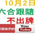 六合跟隨號-10月2日星期一六合彩不出牌參考