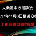 大樂透中心選牌法2017年11月3日預測分析