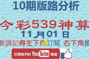 [今彩539神算] 11月1日 獨支 10期版路分析