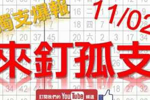 11月02日 六合彩爆報 來釘孤支 獨支爆報 版路