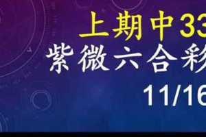 紫微六合彩 11月16日 上期中33 0尾圓圓滿滿雙雙對對 2星獨碰